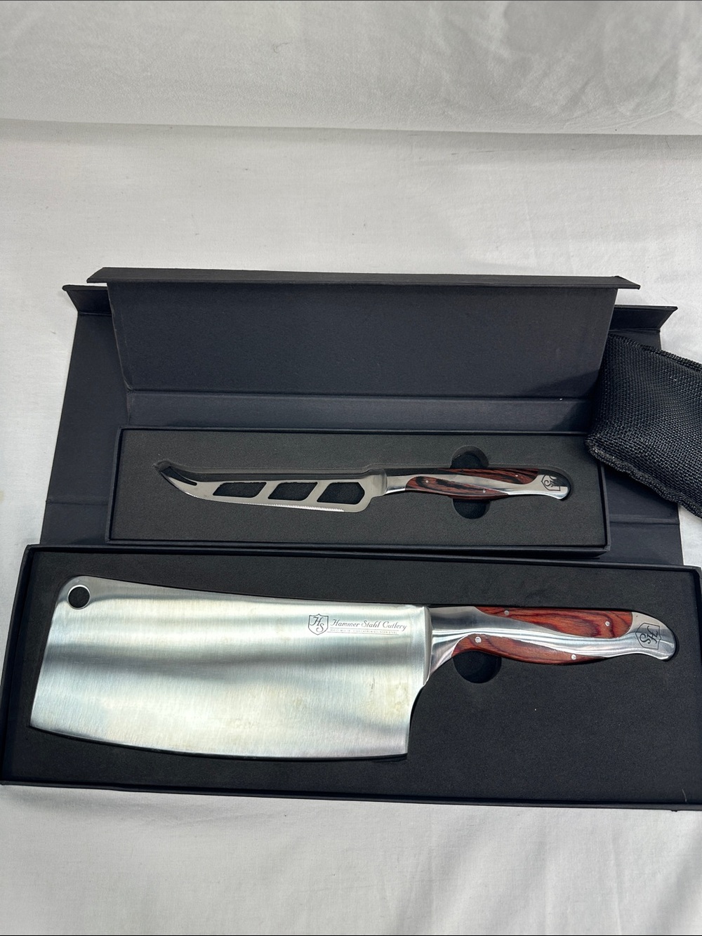 Lot 2 Hammer Stahl 8" Meat Cleaver Solingen Steel & 5" Cheese German Steel Knife